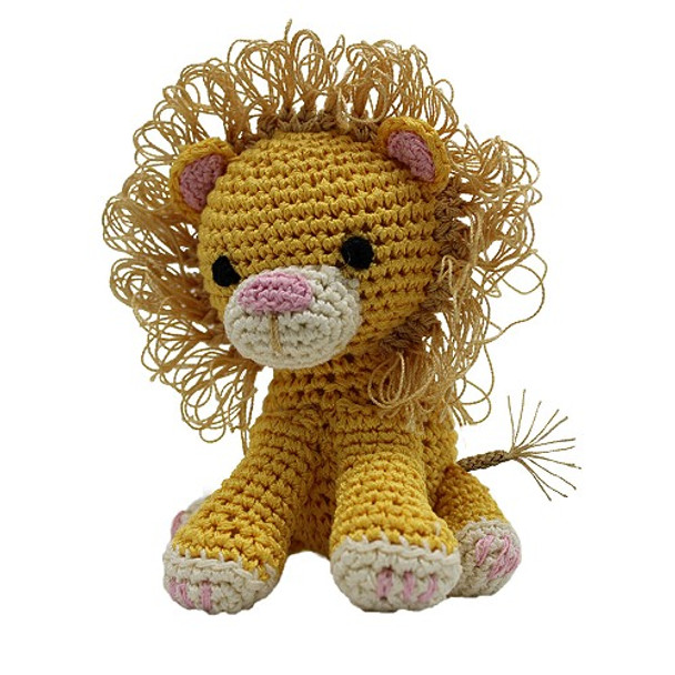 Knit Knacks King Cuddles The Lion Organic Cotton Small Dog Toy