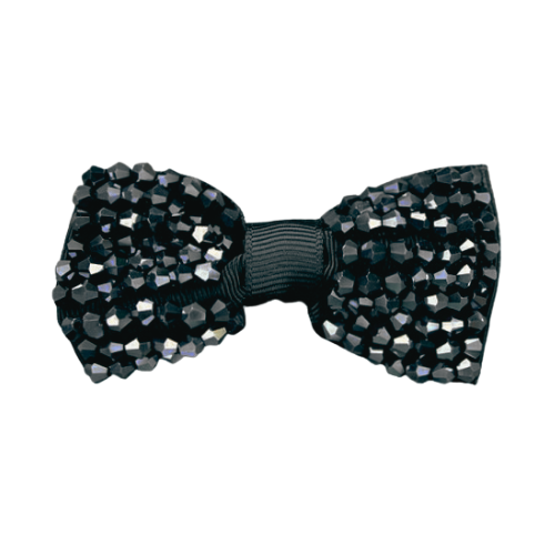 Gatsby Jet Beaded Dog Collar Bow
