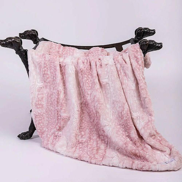 Hello Doggie Designer Cashmere Pet Dog Blanket or Throw - Pink Fawn 