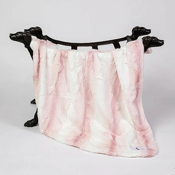 Hello Doggie Designer Cashmere Pet Dog Blanket or Throw - Pink Angora 