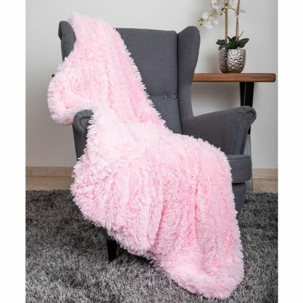 Hello Doggie Designer Shag Pet Dog Throw Blanket - Pink 