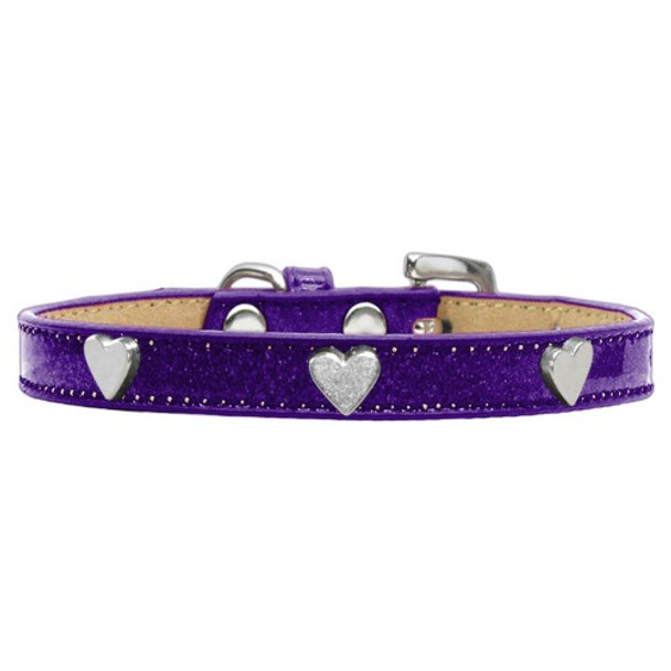 Silver Heart Widget Dog Collar - Purple Ice Cream