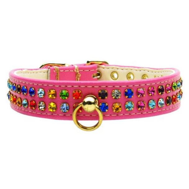 Mirage Pet #76 2 Row Confetti Dog Collar - Pink 