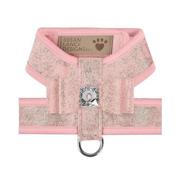Susan Lanci Designs Pink Glitzerati Really Big Bow Tinkie Harness with Puppy Pink Trim 