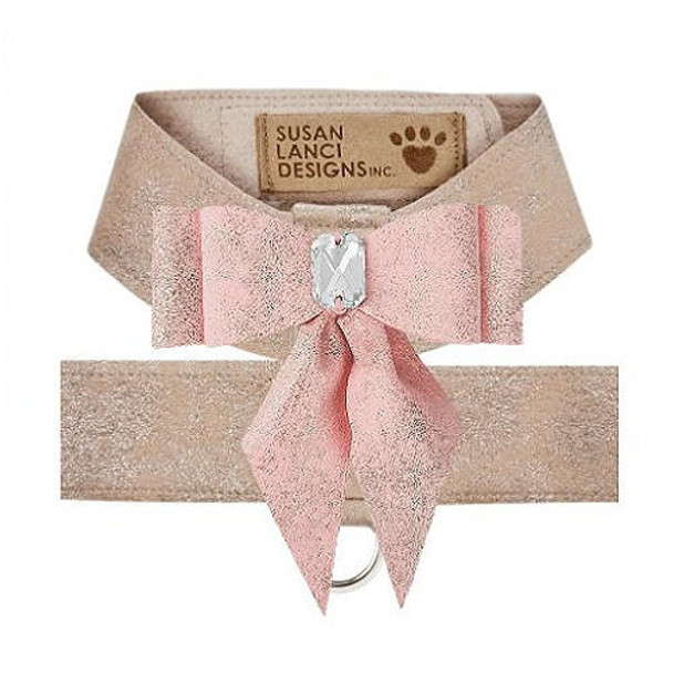 Susan Lanci Designs Champagne Glitzerati w/ Pink Glitzerati Tail Bow Tinkie Dog Harness