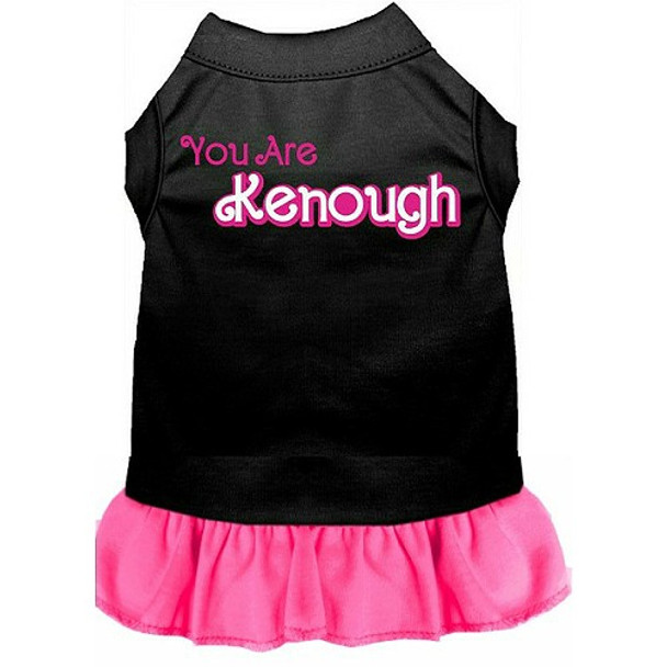 You Are Kenough Screen Print Dog Dress - Black/Bright Pink
