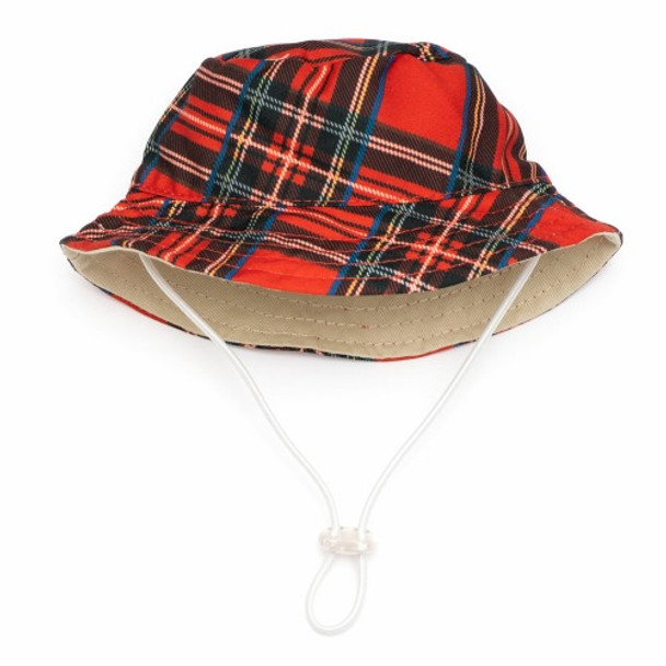 Red Plaid Bucket Pet Dog Hat