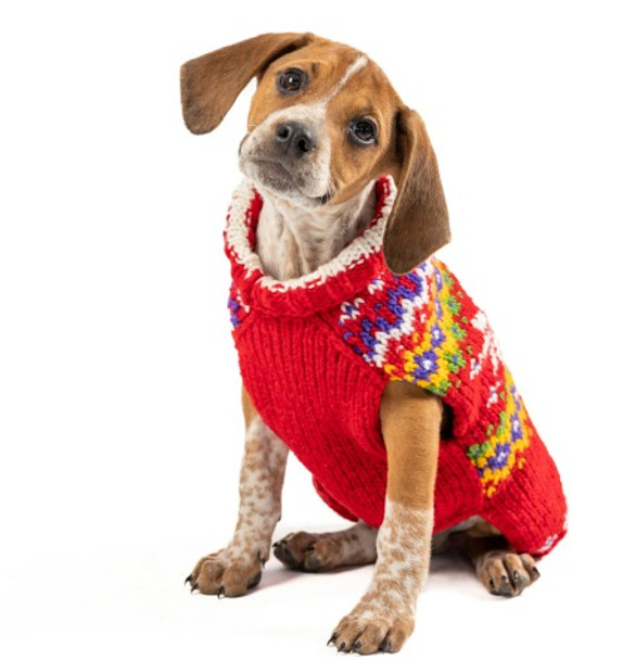 Jolly Red Wool Dog Sweater