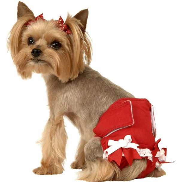 Red Solid Girl Fancy Dog Panty