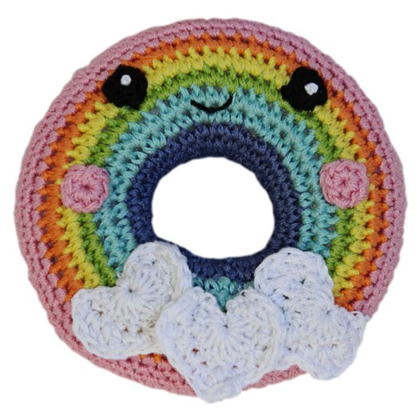 Knit Knacks Rainbow Donut Organic Cotton Small Dog Toy