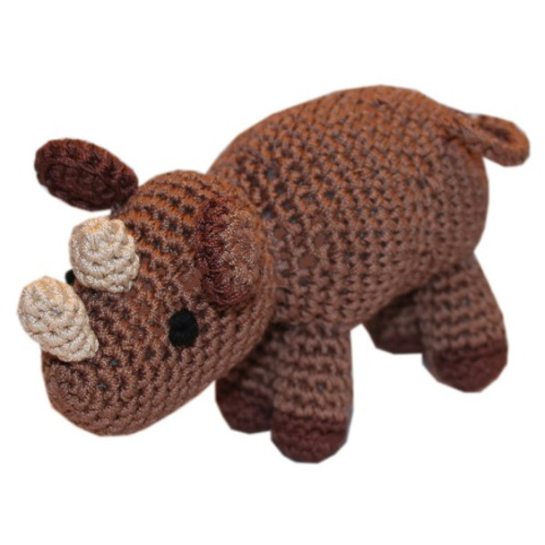 Knit Knacks Ruby The Rhino Organic Cotton Small Dog Toy