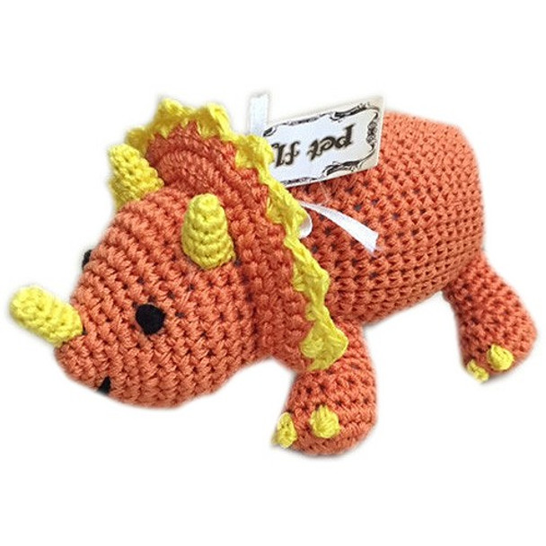 Knit Knacks Bop The Triceratops Organic Cotton Small Dog Toy
