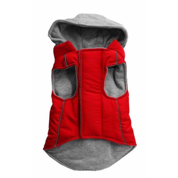 Plain Reversible Pet Dog Coat Red image of underbelly closure