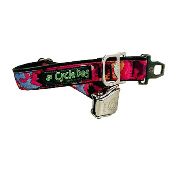 Pink Paint Splatter Aluminum Latch-Lock Dog Collars