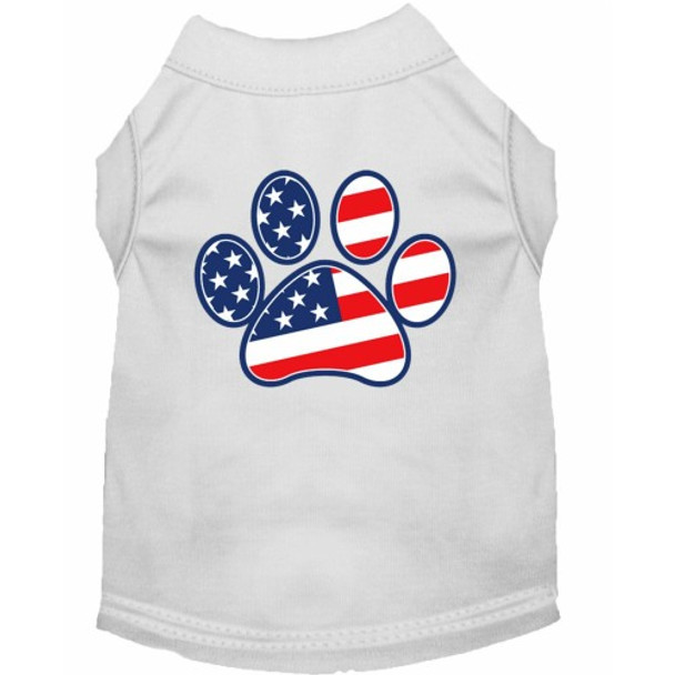 Patriotic Paw Screen Print Shirts - White