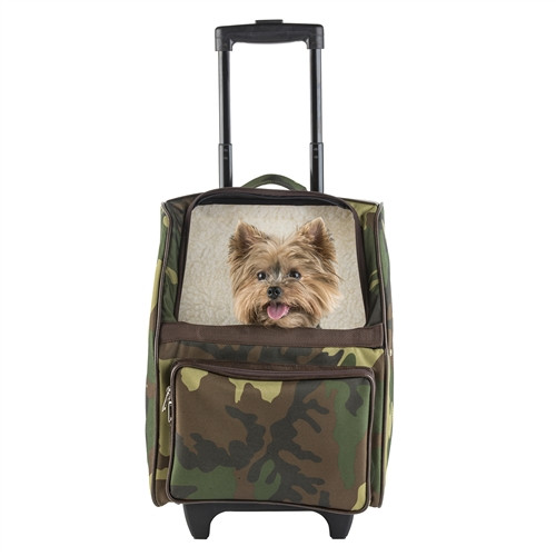 Camo Rio Luxe Bag on Wheels Dog Carrier by Petote