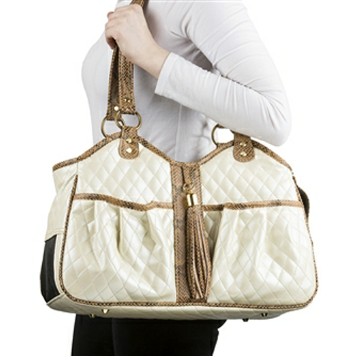 Quilted Luxe Metro Ivory Pet Dog Carrier by Petote