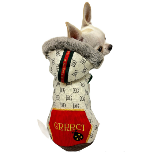 Designer Grrrci Ladybug Pocket Dog Hoodie - Red