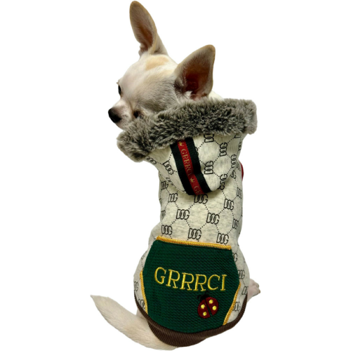 Designer Grrrci Ladybug Pocket Dog Hoodie - Forest Green