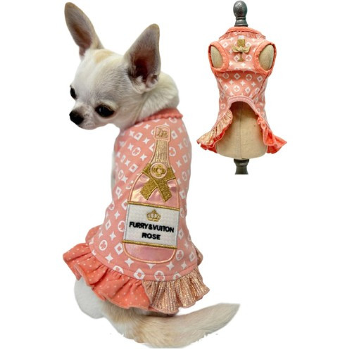 Designer Furry Vuiton Pastel Bubbles Dog Dress