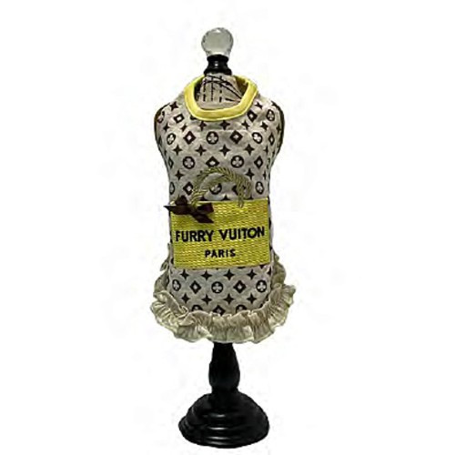 Designer Furry Vuiton Shopping Bag Dog Dress - Mimosa