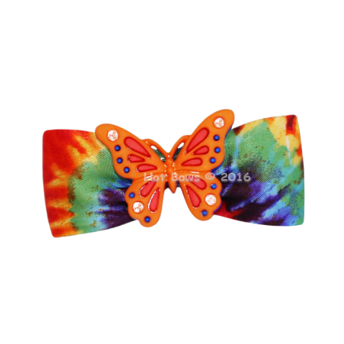 Dog Bow Barrette  - Butterfly Orange - for Medium size dogs