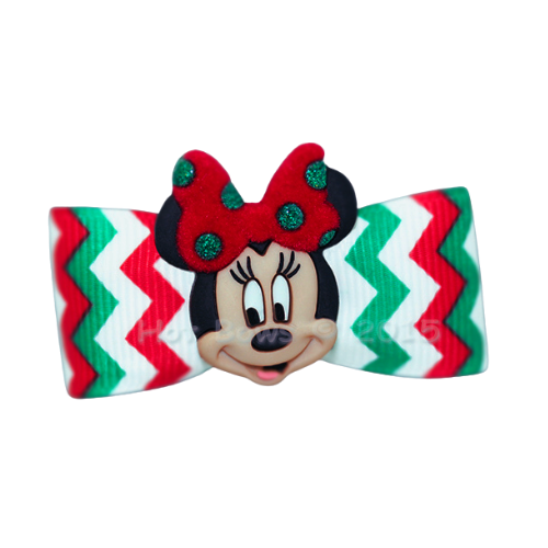Dog Bow Barrette  - Minnie Mouse Loves Christmas - for Medium size dogs
