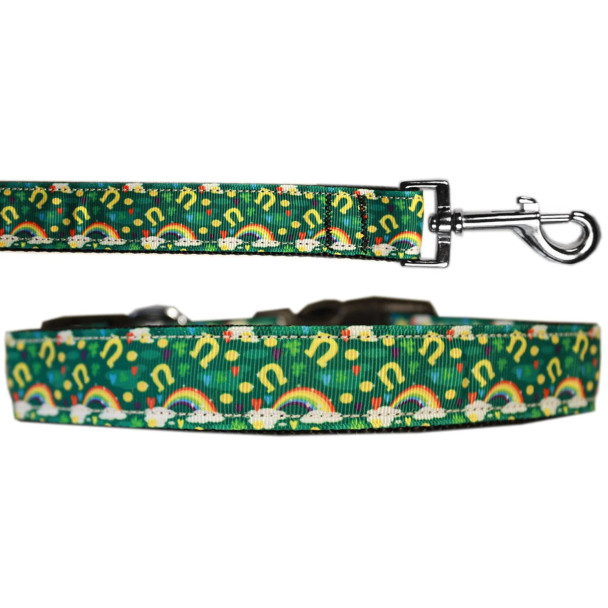 Lucky Puppy Charms Nylon Ribbon Dog Collar & Optional Leash