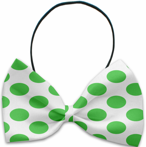 White and Green Dotted Pet Dog Bow Tie