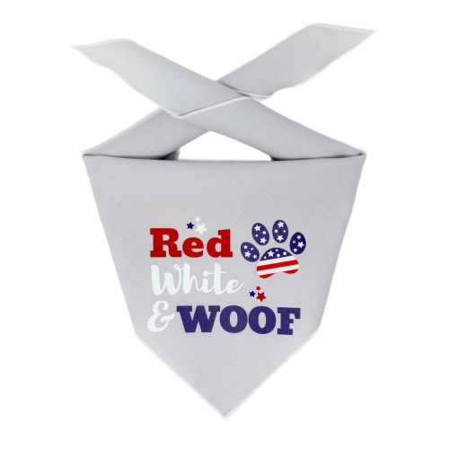 Red White & WOOF Dog Pet Dog Bandanas - Gray