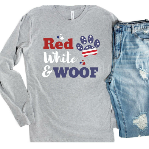 Red White & WOOF Human Unisex Long Sleeve Tee
