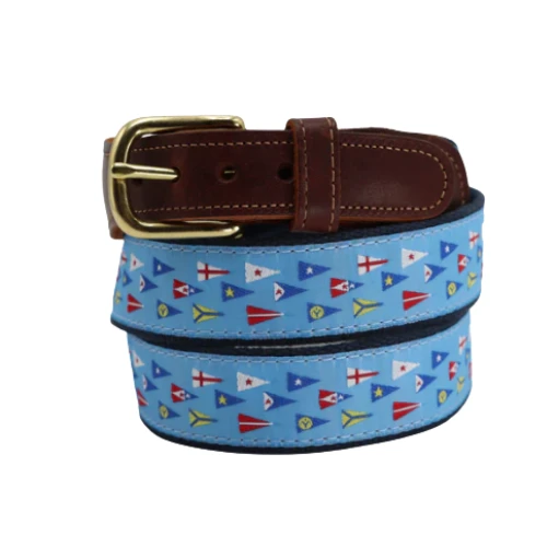 Leather Tab - Classic Men or Women's Belt- Yacht Club Burgee