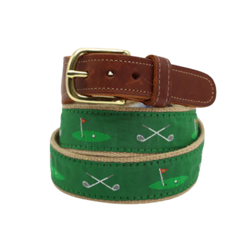 Leather Tab - Classic Men or Women's Belt- 18th Hole Golf