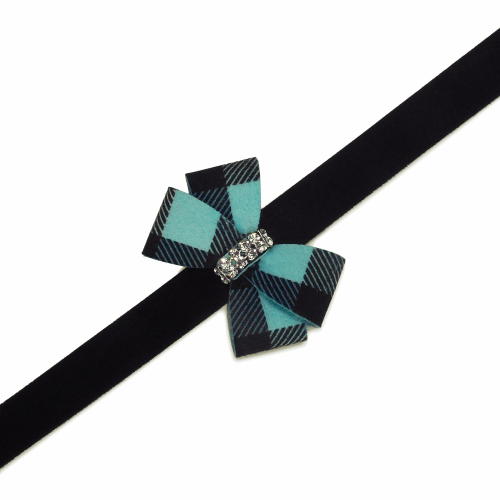 Tiffi Blue Gingham Nouveau Bow Leash