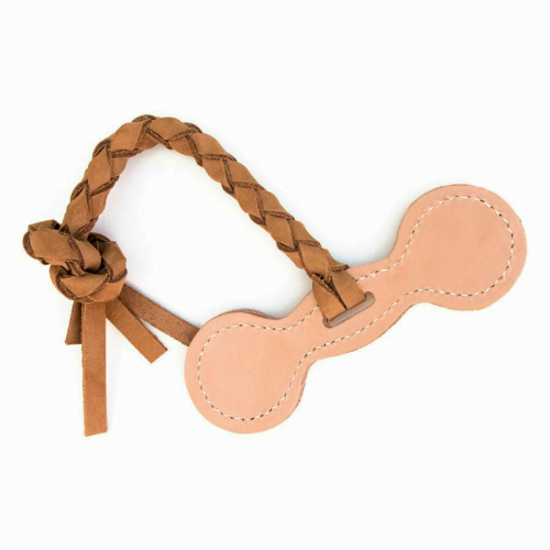 Leather Tug Toy for Dogs - Dumbbell Shaped