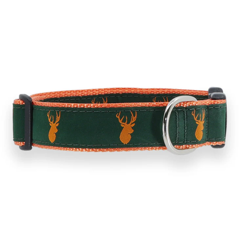 Stag on Green - 3/4 & 1.25 inch Dog Collar, Harness