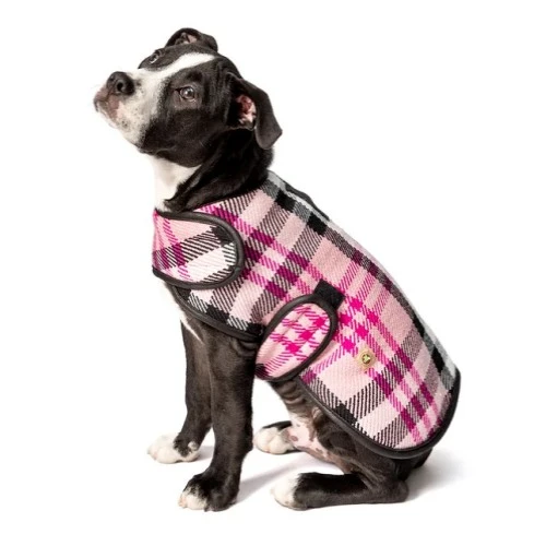 Handmade Pink Plaid Blanket Dog Coat