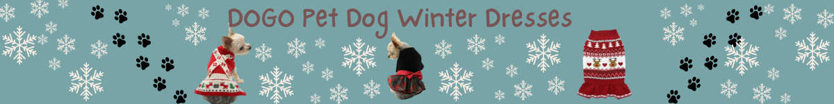 Winter pet dog dresses, Sweater Dresses and Christmas Dresses to bring in the holidays.