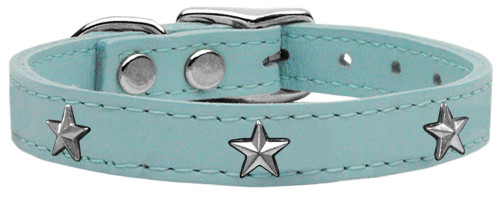 Pet Collar in Tiffany Blue Leather, Medium, Size: 11-14 in.