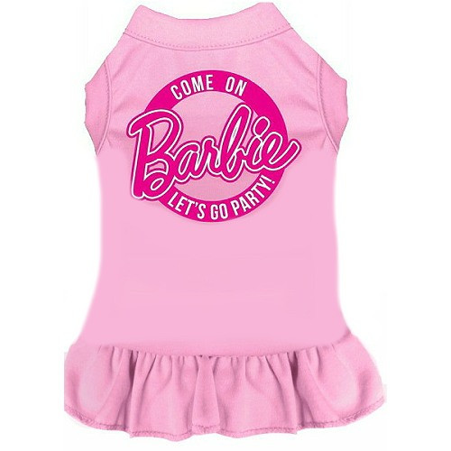 Barbie Let's Go Party Screen Print Dog Dress - Light Pink