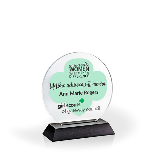 Circle of Excellence Award with Black Wood Base, Small - UV Print