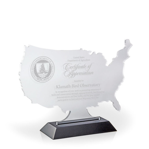 USA Coast-to-Coast Award with Black Wood Base - Engraved
