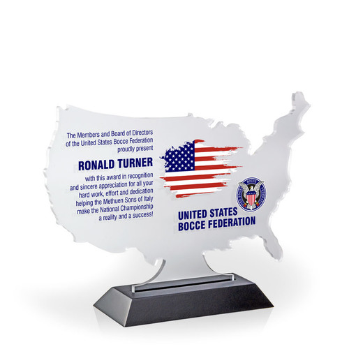 USA Coast-to-Coast Award with Black Wood Base - UV Print