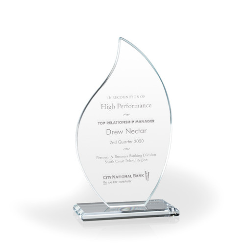 Flare Clear Glass Flame Award, 10.5"