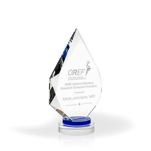 Blue Revel Crystal Award - Engraved