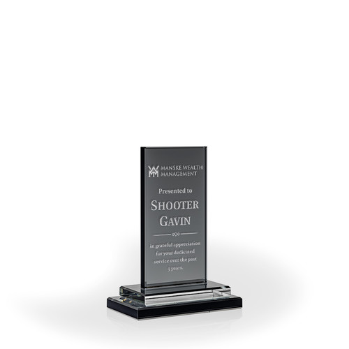 Ebony Smoke Glass Award, X-Small - Engraved