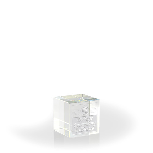 Crystal Cube Paperweight - Engraved