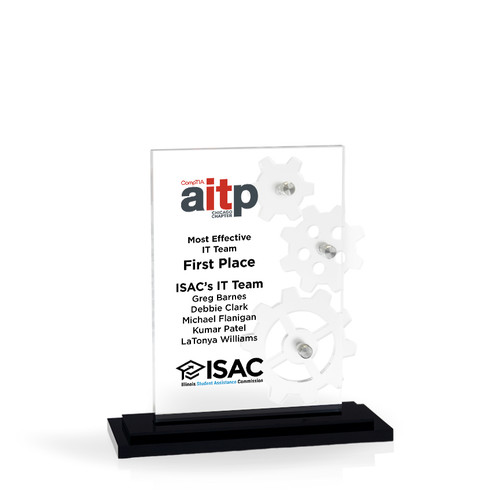 Sprocket Acrylic Award with Moveable Gears, 8"