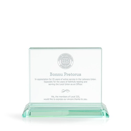 Lexington Beveled Jade Glass Award with Tapered Base