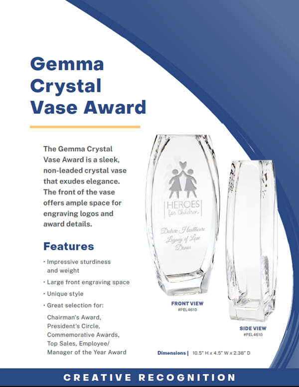 Sales Flier - Gemma Crystal Vase Award